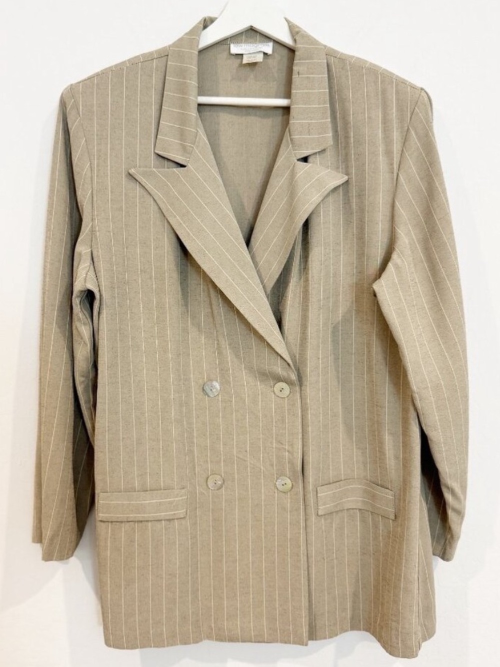 Lew Magram Blazer Size 16 Pinstripe Double Breasted Vintage Oversize Slouchy 90s